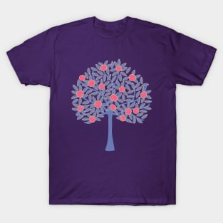 ORANGERIE Citrus Fruit Orange Tree Grove Tropical Botanical in Vintage 1970s Lavender Purple and Fuchsia Pink on Beige Sand - UnBlink Studio by Jackie Tahara T-Shirt